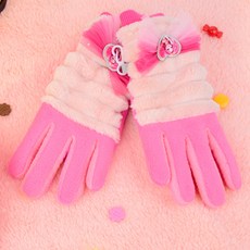 Secret Jouju 蝴蝶結柔軟絨毛刷毛五指手套五指內刷毛毛手套