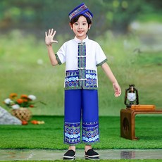 廣西壯族三月三少數民族兒童服裝瑤族女童哈尼族侗族男演出服苗族