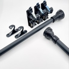 굿즈팡팡 못없이커튼봉 안뚫어고리 슬림파워 + 커튼봉 + 후사고리 세트상품, 블랙10자, 1세트