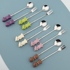 삼미 미니곰 티스푼포크, 1개, 아이보리티스푼