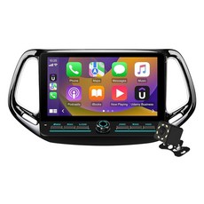 2+64G 안드로이드 14 더블 딘 자동차 스테레오 버튼 포함 지프 컴퍼스 2 MP 2017-2019용 10.1인치 터치스크린 라디오 내장 무선 카플레이/안드로이드 자동/, 2+64G 안드로이드 14 더블 딘 자동차 스테레오,