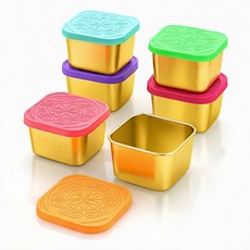엘리펀트 골드 네모 소스통 실리콘 뚜껑 스테인리스 소스용기 60ml / 180ml, 6개