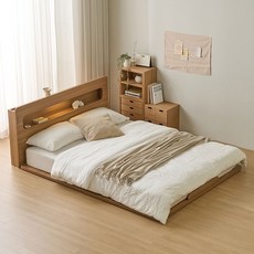 파로마 소프 E0등급 캔바 LED 헤드 저상형 침대(슈퍼싱글 / 퀸 / 킹), 06.Q 프레임 DGM250 착불_오크