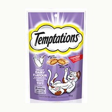 Temptations 喵愛餡貓點心 三文魚口味 化毛配方 貓咪零食 夾心酥餅, 香濃牛奶, 75g, 1個