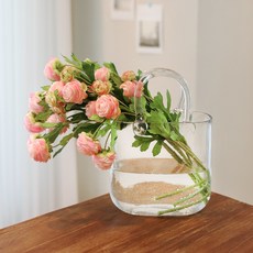 가방 유리화병 오브제 인테리어꽃병, 유리가방 화병_블랙