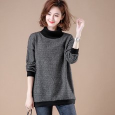 SAHINER 겨울 여성 기모 맨투맨 배색 루즈핏 캐주얼 데일리 BWY60