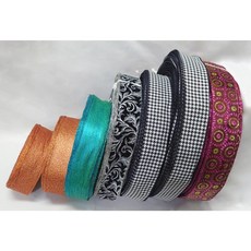 65MM節慶織帶(2-1/2英吋寬 含鐵絲)-黑色/粉紫色/古銅金色/藍綠色/閃蔥/圖騰/圓點/素面-整箱販售, 1個