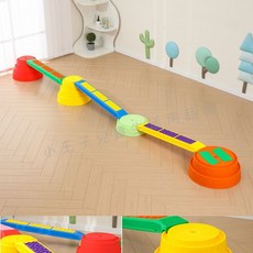 過河石觸覺板平衡木套裝，兒童感統訓練體適能玩具，幼稚園戶外平衡踩踏墊腳石自由組閤, 1個, 觸覺平衡板島嶼 7件 套