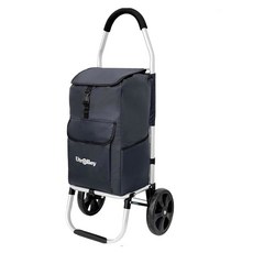 UTROLLY 식료품용 초경량 블루 접이식 쇼핑 카트 42L 대용량 고무 휠 탈착식 단열 백 라이너 내구성이 뛰어난 알루미늄 프레임 다기능 핸드 트럭, TWO WHEEL, Bla