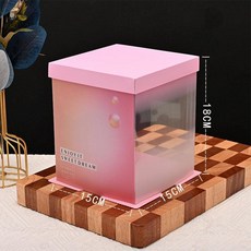 조각케이크 포장용기 앞열림 포장상자 원형 디저트용기, 1개, 미니 케이크 핑크 25세트 15x15x18cm