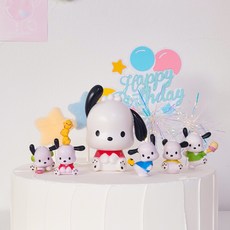 (포챠코 패밀리) 해피 크림스타 피규어 케이크토퍼 세트 생일 파티 장식 데코, 1개