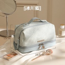 收納箱加大加厚簡約收納用品密閉透氣防塵防潑水便攜耐磨可重複使用卡包免手提防水貼身衣物包不易翻找物品旅行日常手提洗漱包加厚加大便攜化妝包立體版型戶外多獨立格位日常採買搭配寬敞開口輕薄旅行住校收納籃包, 藍色(現貨)