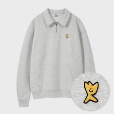 와키윌리 베이직 로고 와펜 하프 집업 라이트 그레이 235258