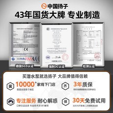 揚子 1500W-1寸不鏽鋼沉水泵 排水/灌溉/家用/深井抽水, 1個, 超高揚程-清水/污水雙用↓---