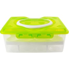 다이서스 오테이블 대용량 이중 계란 보관 용기 손잡이가 달린 24개의 깨짐 방지 논슬립 홀더(흰색), Green, 1개