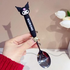 스테인리스 식기 세트 귀여운 포크 스푼, 블랙 쿨리미 스푼, 1개, 기본 색상