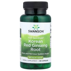 스완슨 풀-스펙트럼 한국 홍삼 루트 400mg 캡슐, 90정, 4개