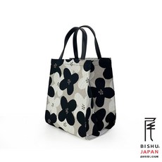 BISHU 尾州織 茱萸花朵朵開便當袋手提袋, 1個, 包, 黑