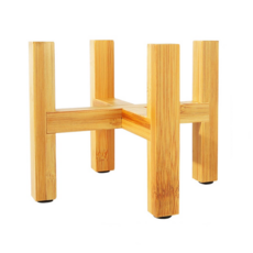 竹木四腳花架 花盆花架 落地盆栽架 多肉植物架 簡約盆栽支架, 1件, 小號, 黃色