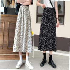 여자치마 스커트 패턴 롱치마 데일리 밴딩 나뭇잎 A라인