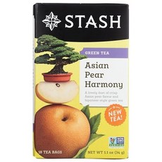 아시안 배 하모니 녹차 스태쉬 티 18 티백 Asian Pear Harmony GreenTea Stash Tea 18 Bag, 127.01g, 1개