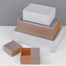 만보샵 선물박스 접이식 반투명 슬라이드 접이식상자, 화이트 - 8.5x8.5