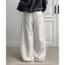 부기샵 기모 뒷포켓 트레이닝 사이드핀턱 기모와이드팬츠