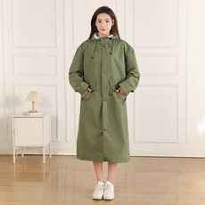 스패로우하우스 여성 레인코트 일체형 모자 허리 스트링 조절 등산 골프 여자 방수 성인 우비 비옷, 카키