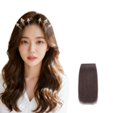 자홀포 1+1 여성 부분 똑딱핀 가발 정수리 뽕 헤어피스 옆머리 볼륨가발, 다크브라운-20cm, 2개