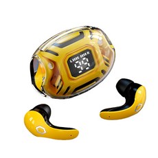 真無線藍牙5.4耳機，舒適配戴，清晰音質，輕巧便攜，炫酷外觀, 黃色, 黃蜂戰甲