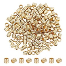 UNICRAFTALE 150피스 18K 금 도금 기둥 비즈 황동 랜야드 그루브 루즈 비즈 2.5mm 구멍 주얼리 스페이서 금속 비즈 목걸이 팔찌 주얼리 제작용, 브라스