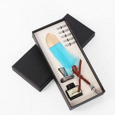 퀼 깃털 딥펜 세트 스카이 고급펜 켈리그라피 만연필 깃펜 선물 세밀한필기