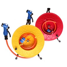 키모스 물호스세트 세차 원예 릴호스, 주황, 30m