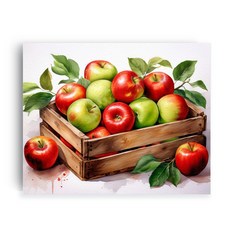 엘티에프티 재물운을 부르는 풍수 사과 청사과 홍사과 그림 캔버스 액자 인테리어 그림, 7. 재물을 담은 사과박스B