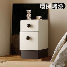 奶油風兒童款窄型實木烤漆床頭收納櫃, F3實木烤漆米白色