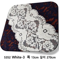dklace 스판레이스 모음 / 레이스 5352 폭 13cm 자가드 낙하판, 화이트, 3개