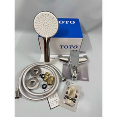 日本东陶株式社 全銅淋浴水龍頭 冷熱水混水閥 三聯龍頭 花灑蓮蓬頭 熱水器恆溫龍頭 浴缸水龍頭 龍頭浴室衛浴洗臉盆, 1個, 水龍頭+手持花灑套裝