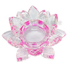 弘麒 水晶玻璃蓮花燭台 居家擺飾 供燈 供佛 蓮花燈, 粉紅色1入(不含燈), 粉紅色