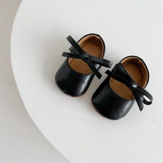 DFMEI 春秋嬰兒蝴蝶結步前鞋女寶寶防滑軟底不掉跟小皮鞋洋氣公主鞋