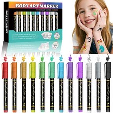 136 PCS Temporary Tattoos Stencils Kit Kit - 6 Pcs Tattoo Cones 3 Color(Brown Black Red) Ink DIY, 마커 12개