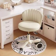 등받이 화장대의자 이동식 높은 스툴 달린 바퀴, 크림화이트+블랙앤화이트 휠