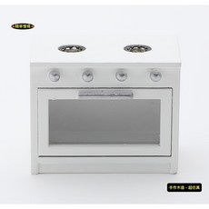 隨草 手作木造 迷你仿真瓦斯爐烤爐 煤氣灶台烤箱 袖珍食玩微縮場景模型, 1個, 一組入（可開門，旋鈕為白色，不可轉動）