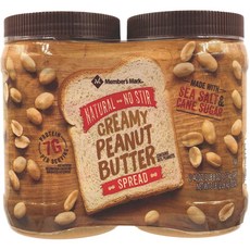 멤버스 마크 내추럴 무저어 크리미 땅콩버터 스프레드 (40온 Member's Mark Natural No Stir Creamy Peanut Butter Spread (40 Ounc, 1.134kg, 2개