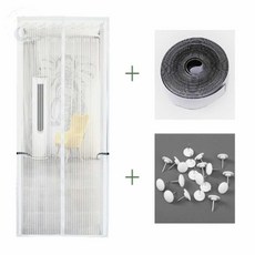 LUNAMAY 현관방충 현관문모기장 문 스트라이프 모기장(90X200CM) (화이트), LUNAMAY 현관방충 현관문모기장 문 스트라이프 모기