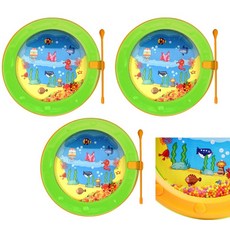 단체리듬놀이 구슬웨이브 어린이드럼 3개 유치원악기 감각발달 키즈드럼 악기장난감 인기, 1세트