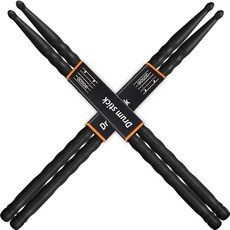 WOGOD 프리미엄 드럼 스틱 6팩 나일론 드럼스틱 특허받은 웨이브 디자인 드럼 스틱 - 스타일 (오렌지-6쌍), Drumsticks- Black-2 P