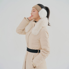 여성 폭스퍼 트리밍 구스 다운 롱기장 점퍼 RWDJM8306-508