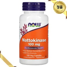 나우푸드 나토키나제 100mg 120 캡슐 식물성 베지 비건 콩 나토 대두 낫토 추출물, 1개, ., 120정