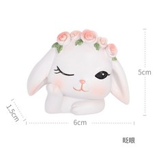 【微景小舖】微景觀 卡通可愛小白兔立體開關貼 牆貼 家居牆壁開關保護套 裝飾品 小兔開關貼 玫瑰兔 立體開關貼 兔子 兔, 花園小兔開關貼-眨眼, 白色
