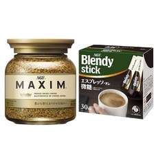 에이지에프 맥심 커피 가루 80g + 블렌디 스틱 에스프레소 오레 라이트 슈가 인스턴트 커피 30개입, 1개, 원두커피믹스 + 일반커피믹스